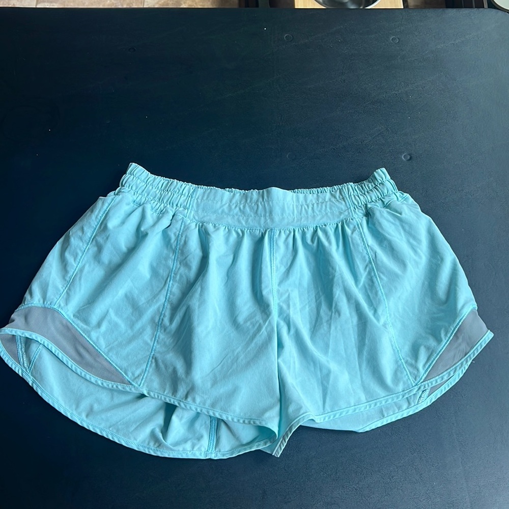 Lululemon LR Hotty Hot, 4” inseam, Size 10, Icing Blue .